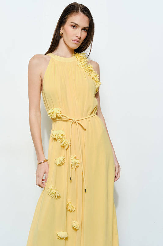 Flower Applique Midi Dress