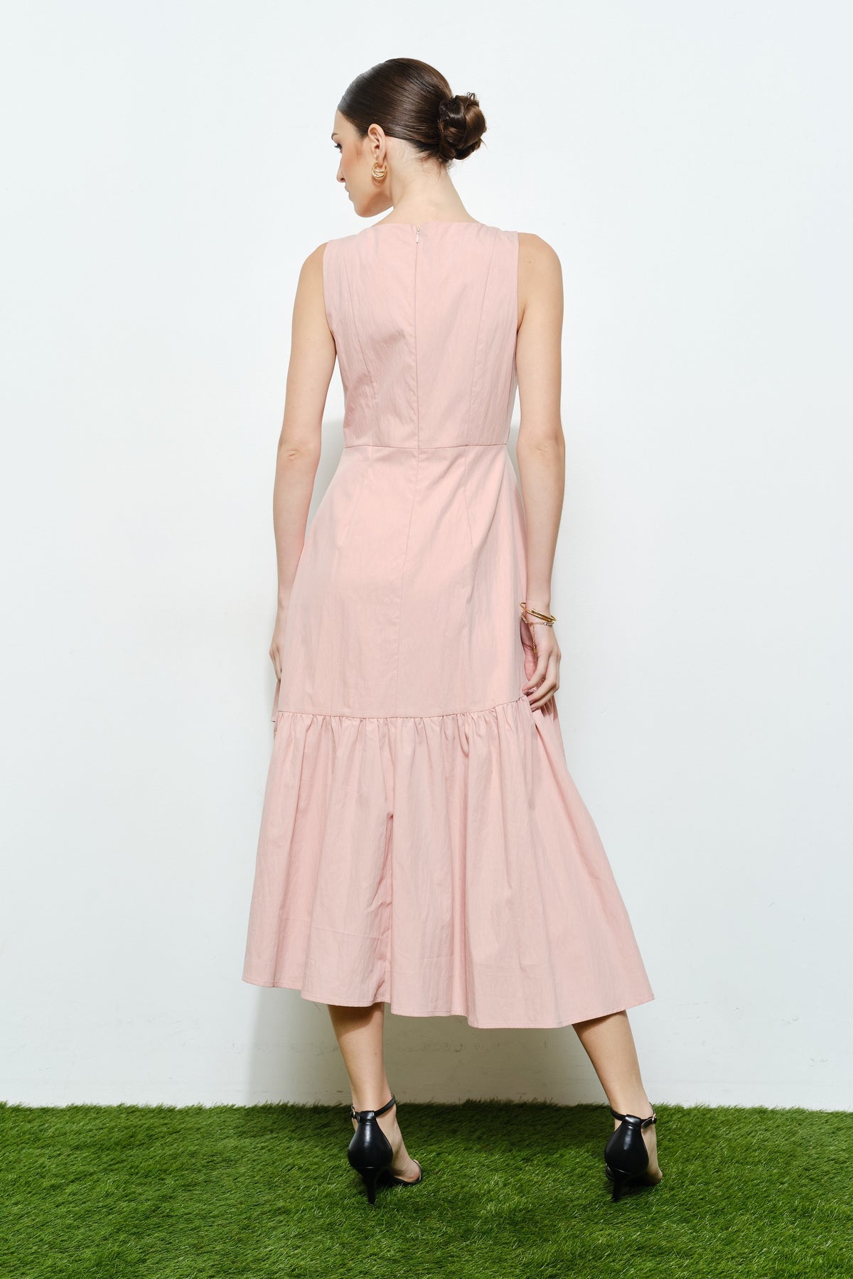 Ruffled High Low Midi Dress
