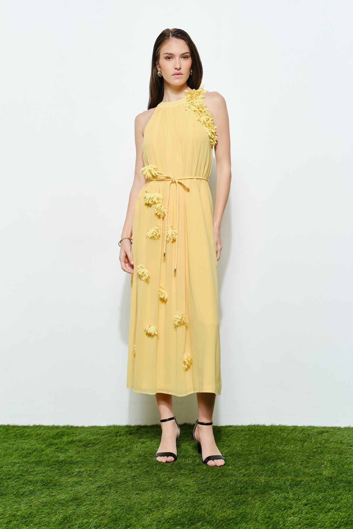Flower Applique Midi Dress